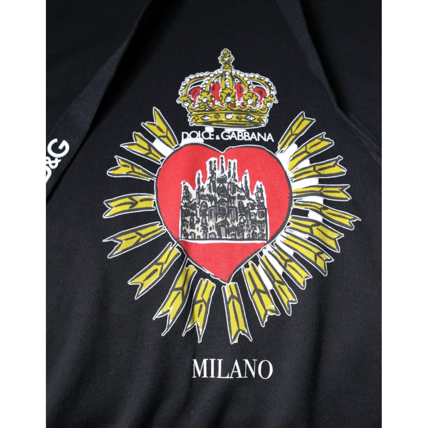 Dolce & Gabbana Black Sacred Heart Crown Hooded Sweatshirt Sweater Dolce & Gabbana