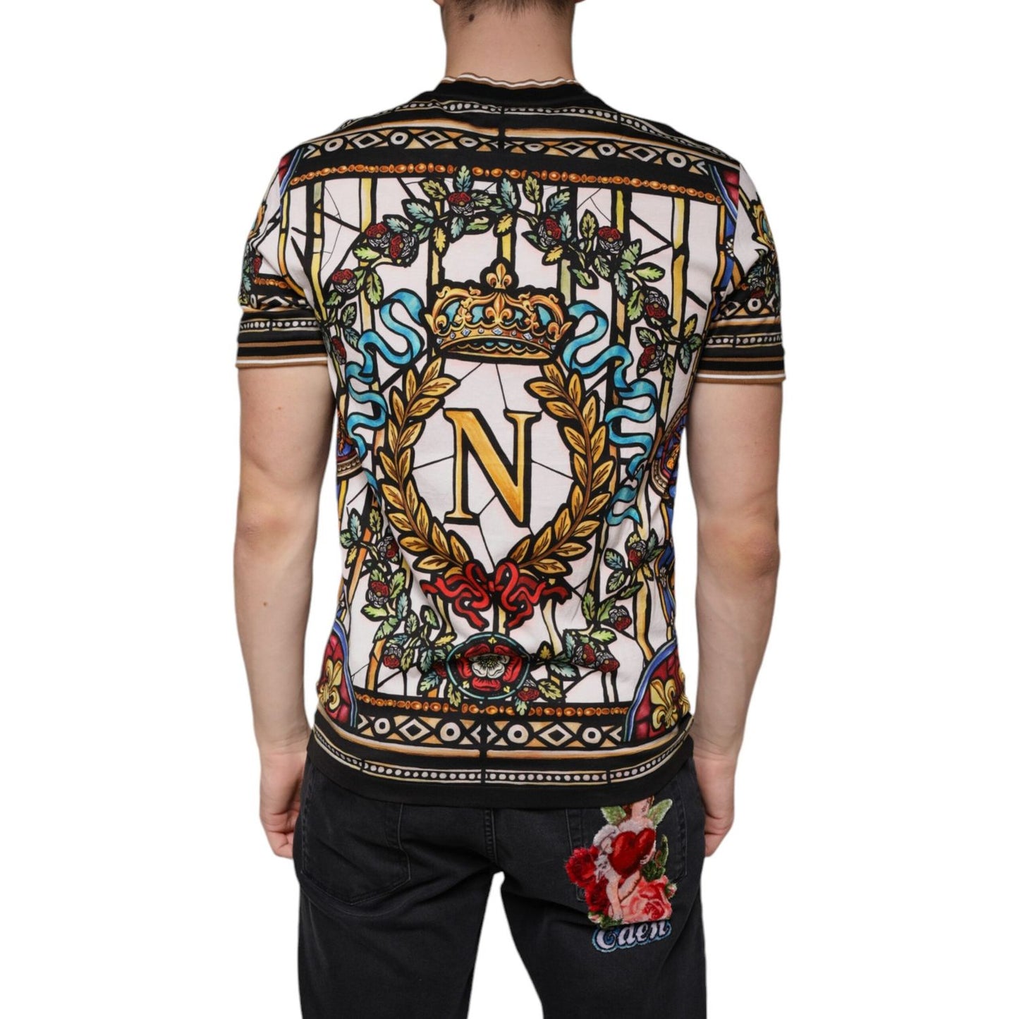 Dolce & Gabbana Multicolor Napoleon Print Cotton T-shirt