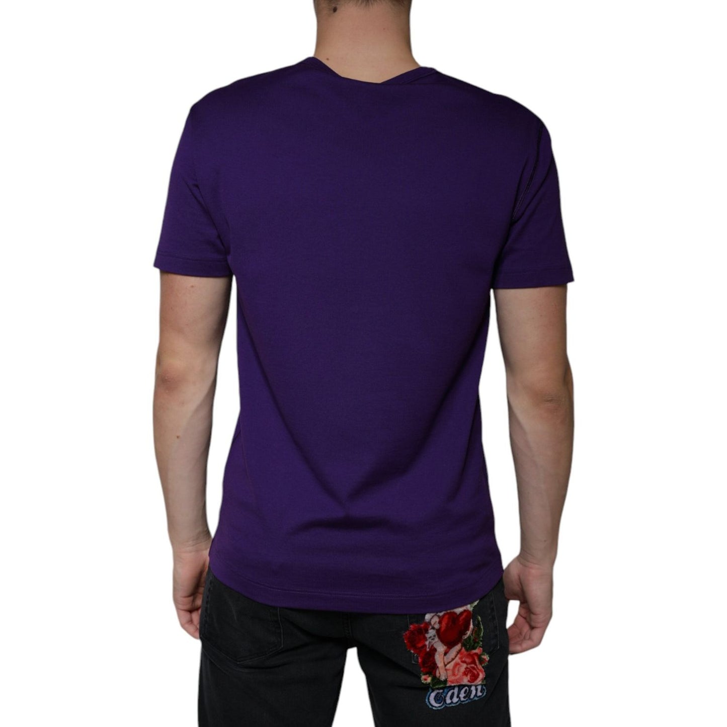 Dolce & Gabbana Purple DG Logo Cotton Crew Neck T-shirt