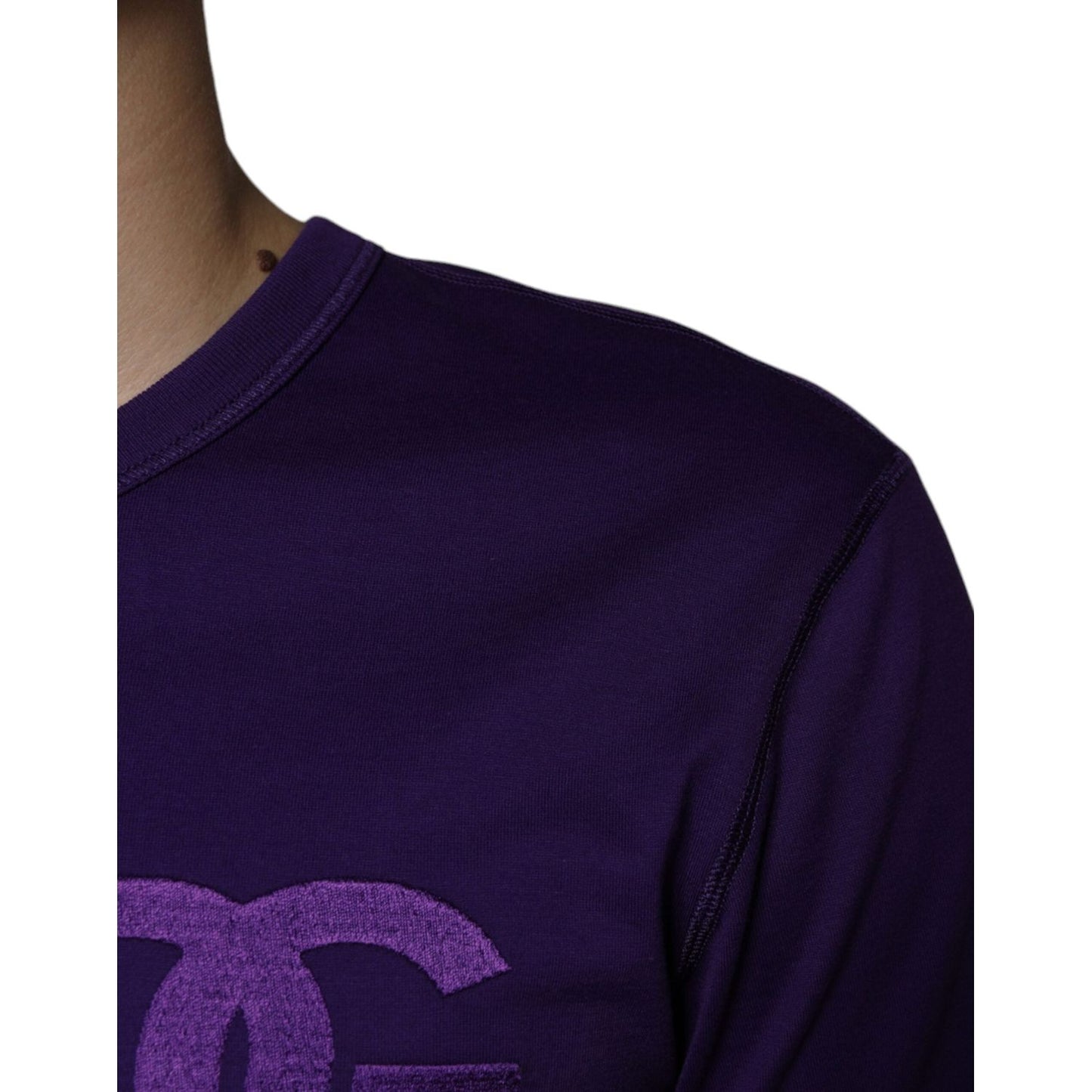 Dolce & Gabbana Purple DG Logo Cotton Crew Neck T-shirt