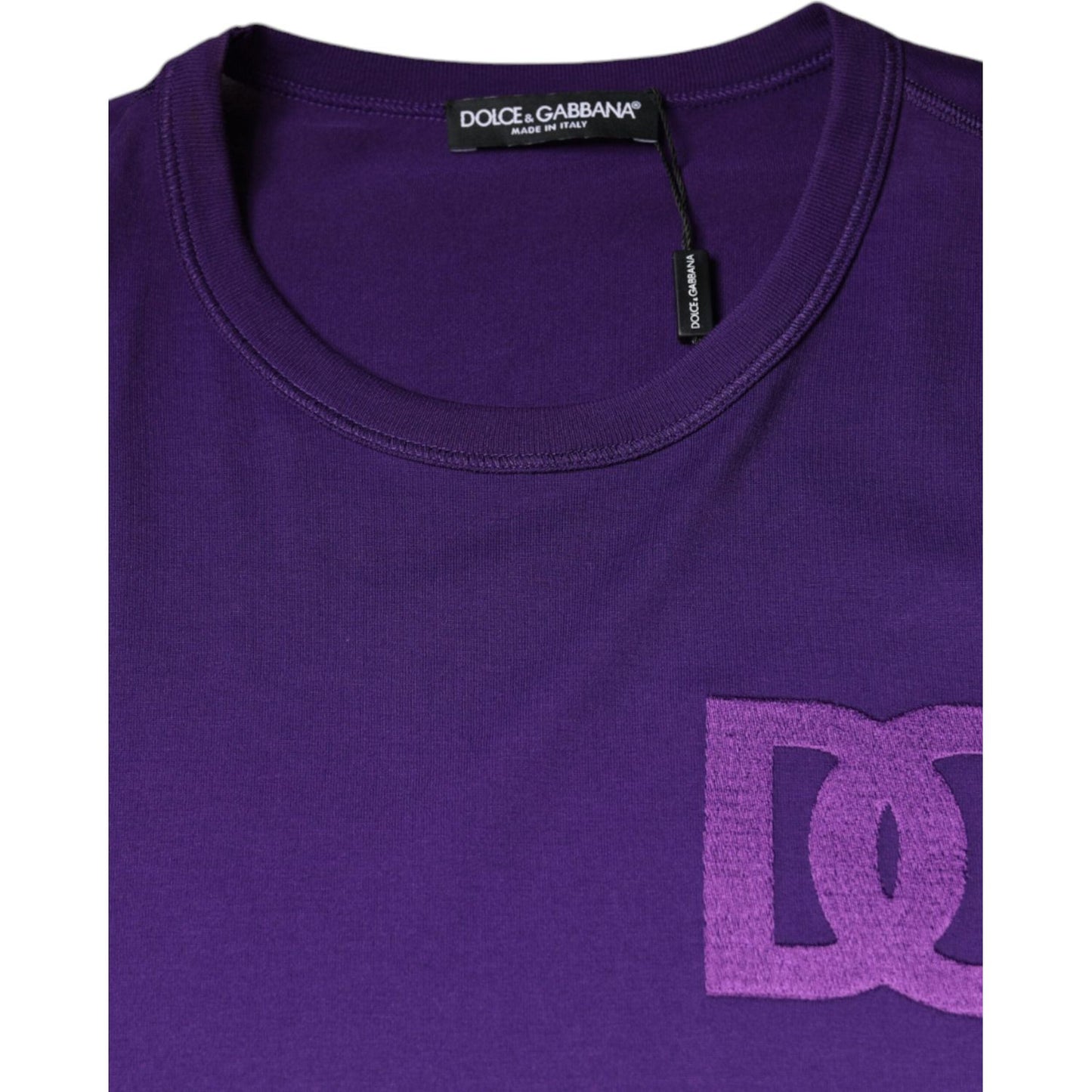 Dolce & Gabbana Purple DG Logo Cotton Crew Neck T-shirt