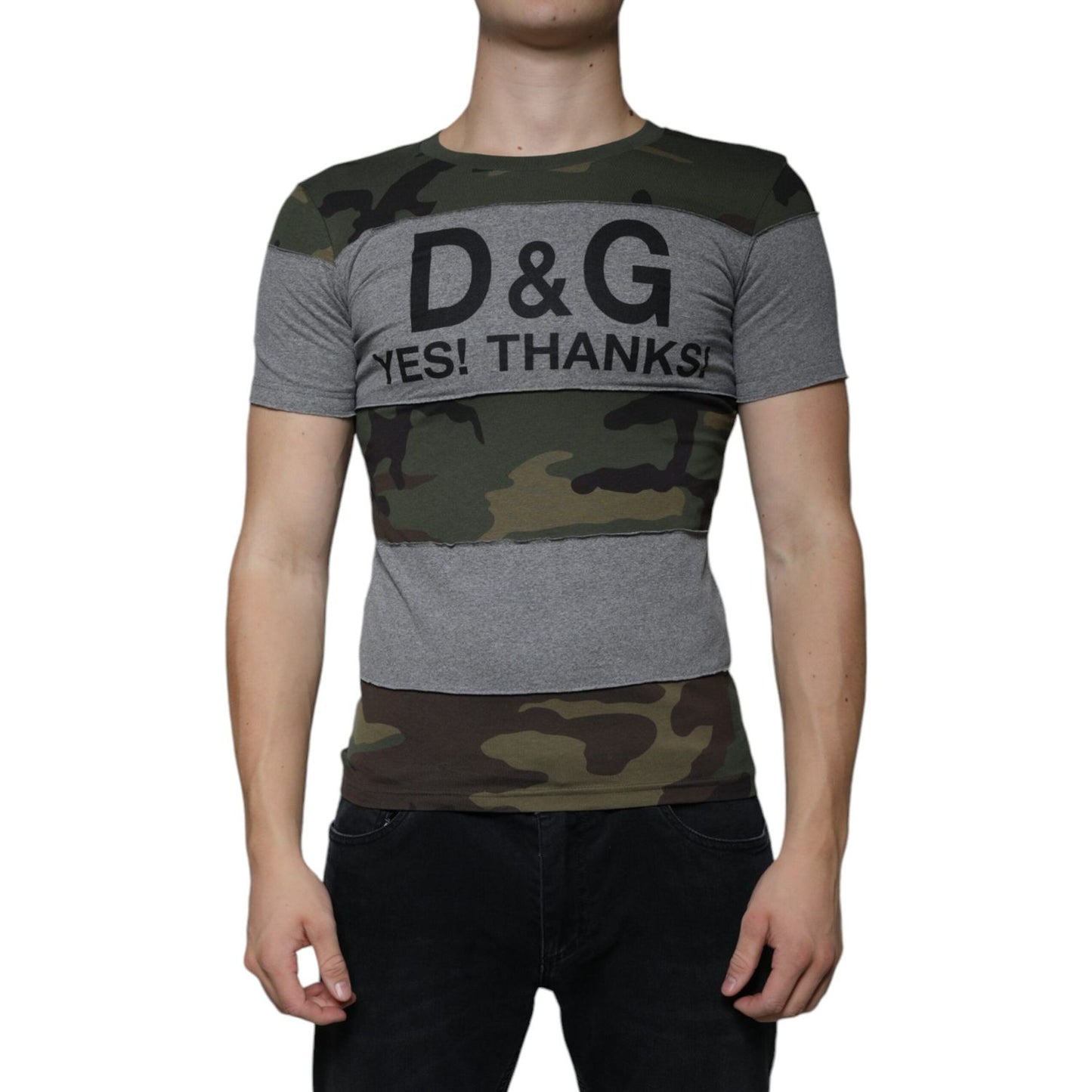 Dolce & Gabbana Multicolor Camouflage Cotton Crew Neck T-shirt