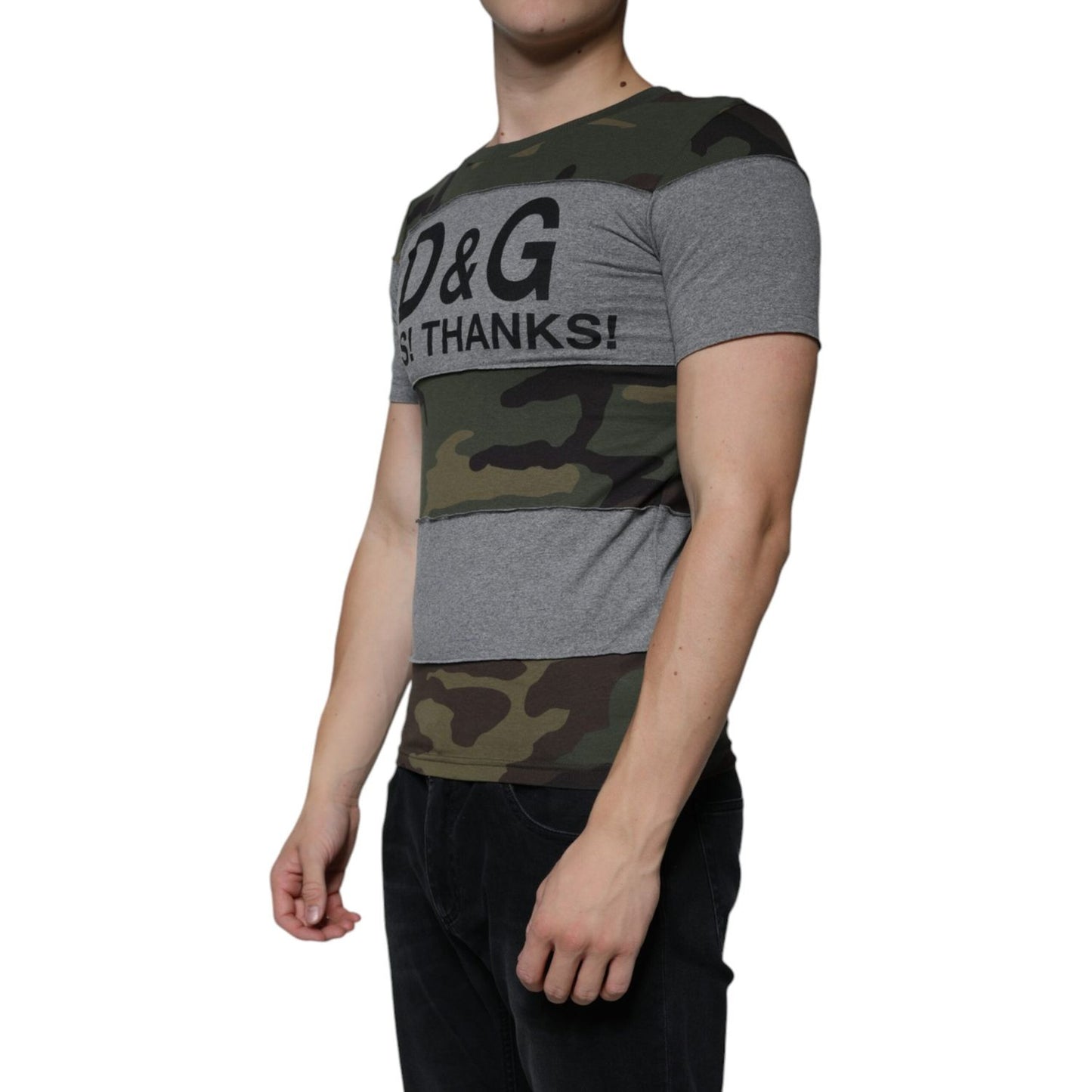 Dolce & Gabbana Multicolor Camouflage Cotton Crew Neck T-shirt