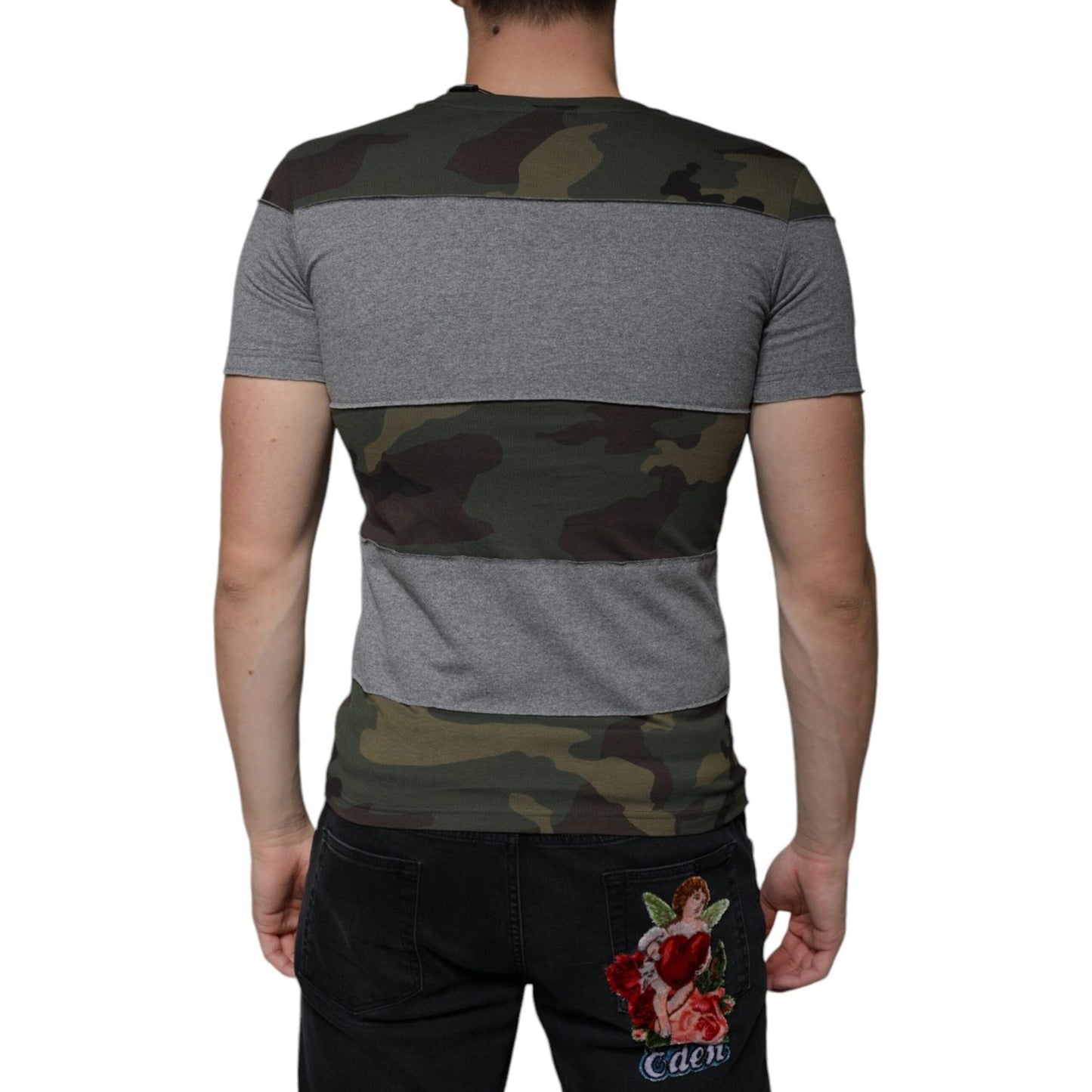 Dolce & Gabbana Multicolor Camouflage Cotton Crew Neck T-shirt