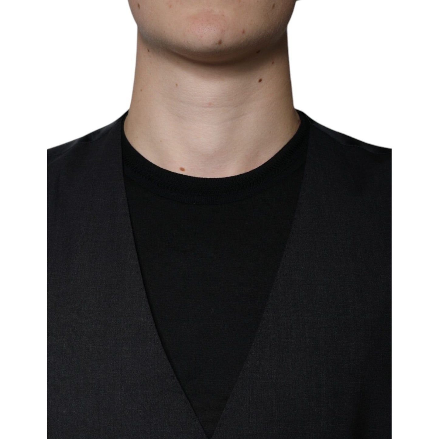 Dolce & Gabbana Black Wool Waistcoat Dress Formal Vest