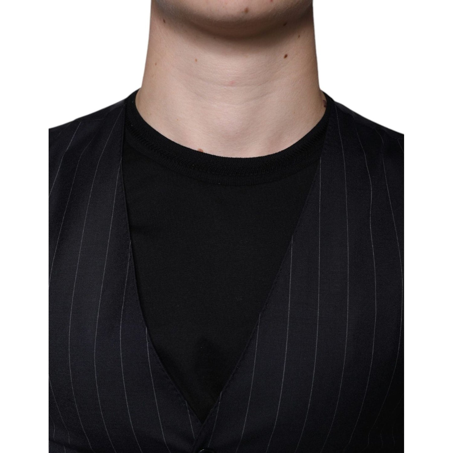 Dolce & Gabbana Black Leather Waistcoat Dress Formal Vest Dolce & Gabbana