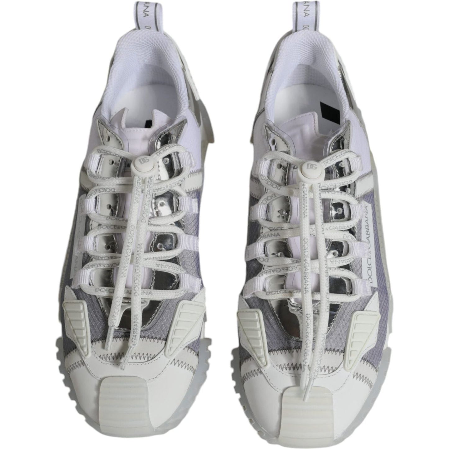 Dolce & Gabbana White Silver Low Top NS1 Sneakers Shoes