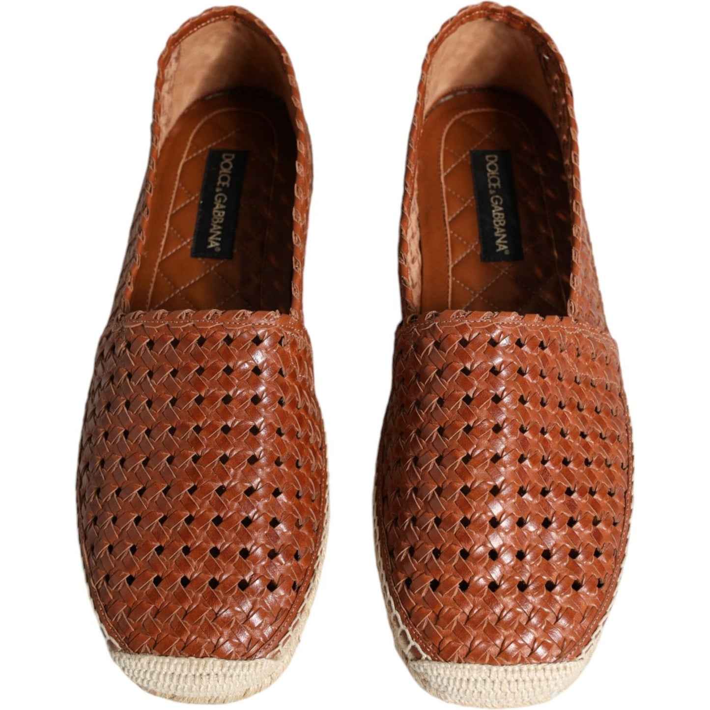 Dolce & Gabbana Maroon Woven Leather Men Espadrille Shoes Dolce & Gabbana