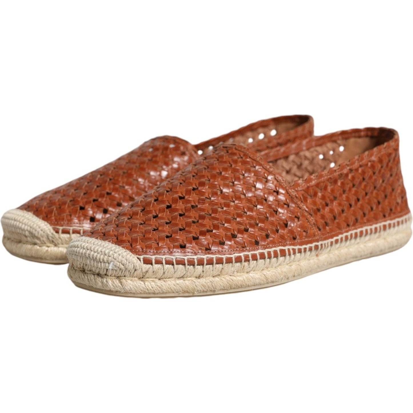 Dolce & Gabbana Maroon Woven Leather Men Espadrille Shoes Dolce & Gabbana