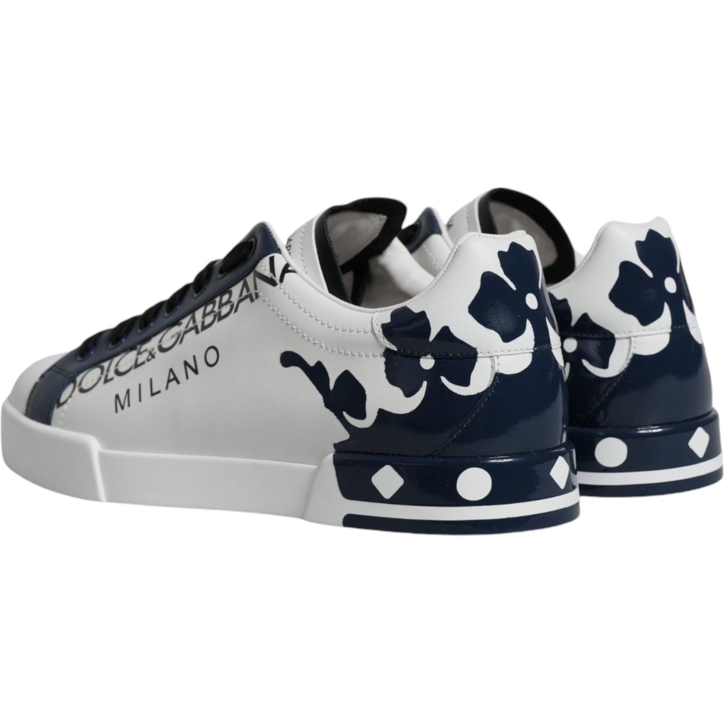 Dolce & Gabbana White Blue Leather Crown Milano Sneakers Shoes Dolce & Gabbana