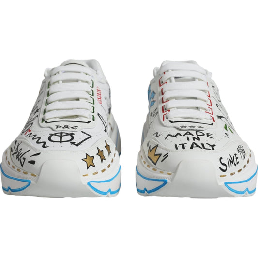 Dolce & Gabbana White Daymaster Hand Painted Sneakers Shoes