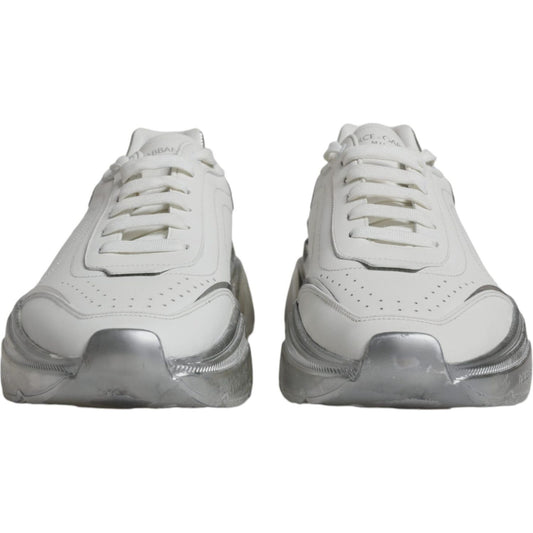 Dolce & Gabbana White Silver Daymaster Low Top Sneakers Shoes