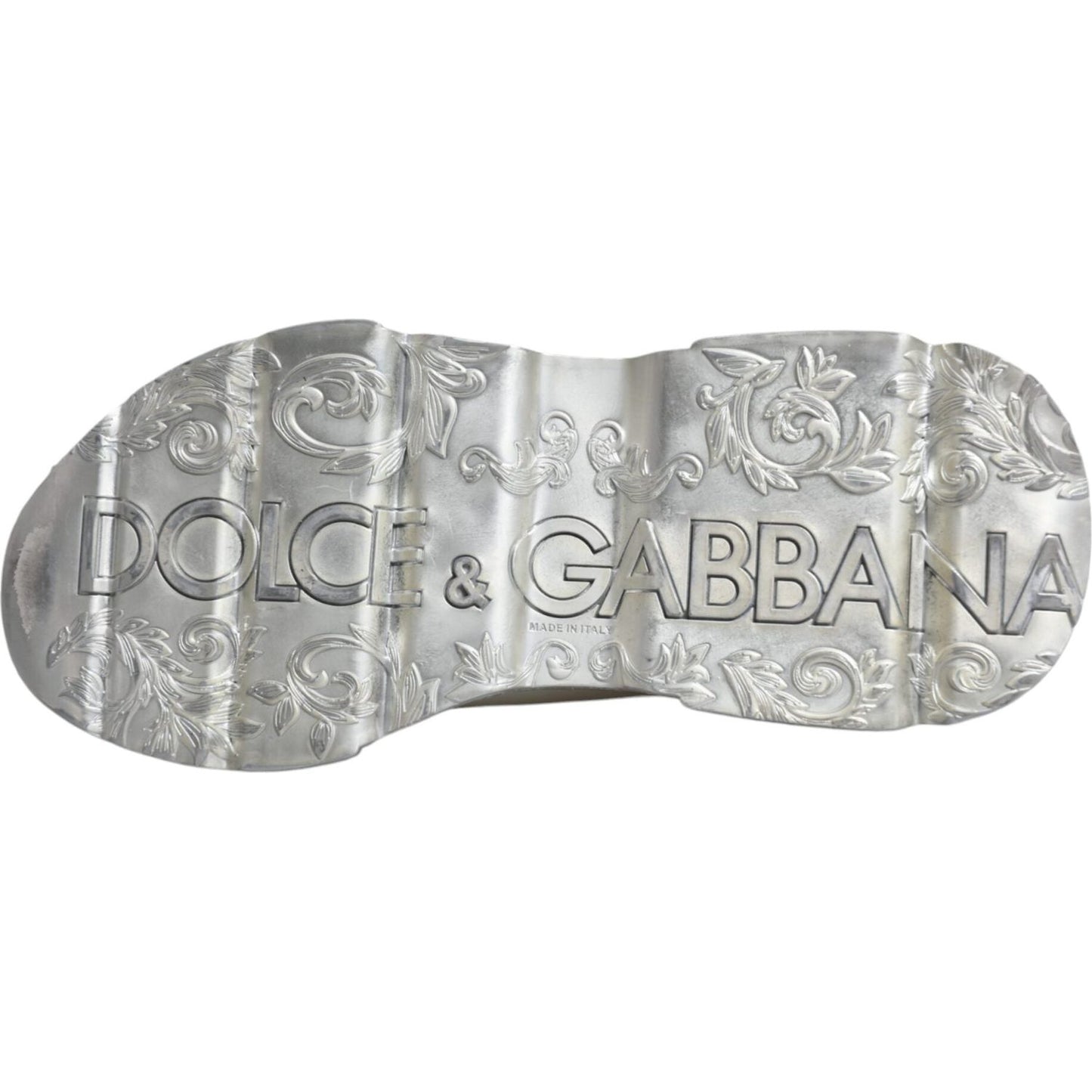 Dolce & Gabbana White Silver Daymaster Low Top Sneakers Shoes