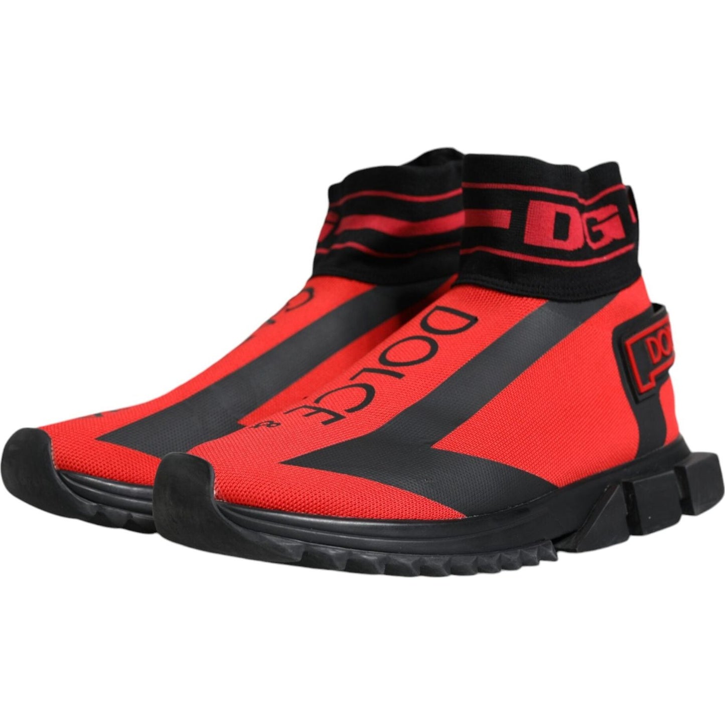 Dolce & Gabbana Red Black High Top Sorrento Sneakers Shoes