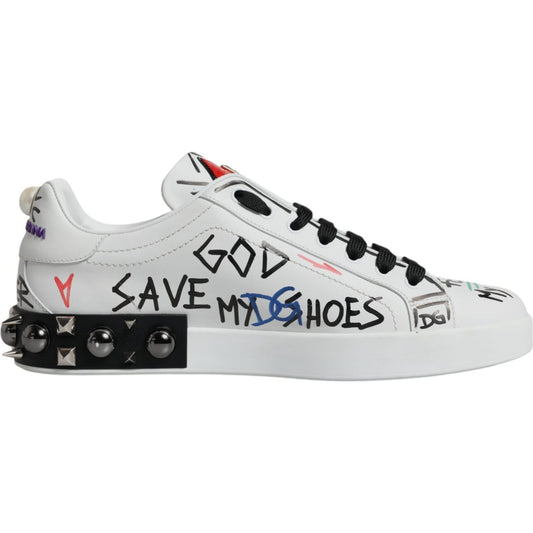 Dolce & Gabbana White Heart Studded Low Top Sneakers Shoes