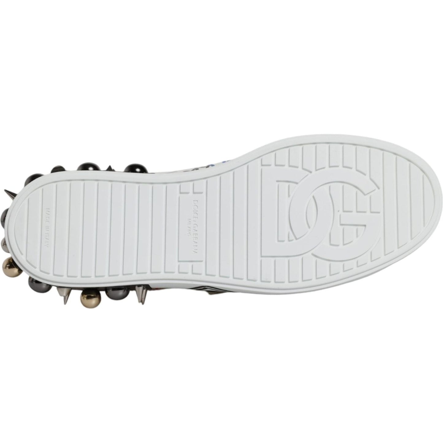 Dolce & Gabbana White Heart Studded Low Top Sneakers Shoes Dolce & Gabbana