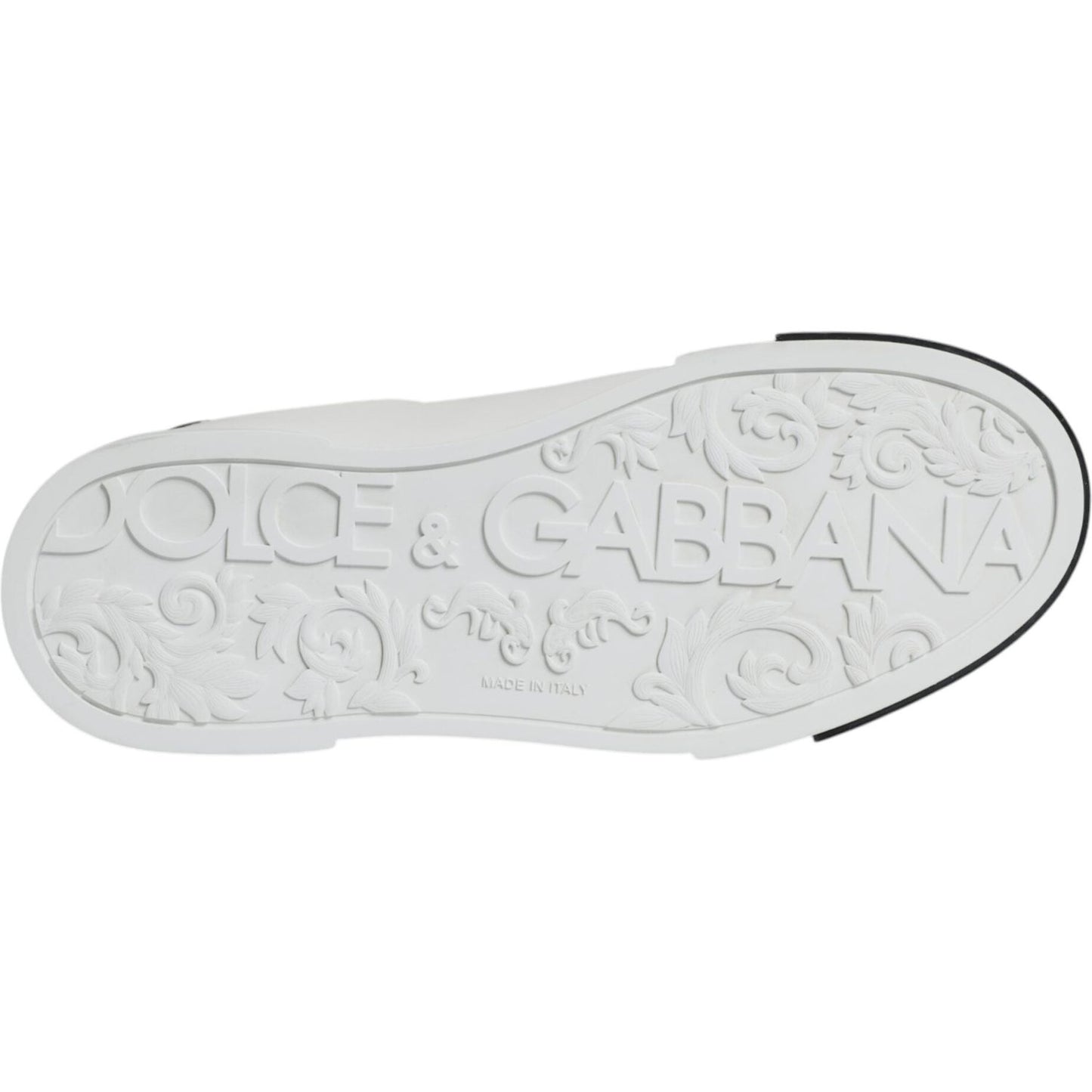 Dolce & Gabbana White Black Leather Logo Portofino Sneaker Shoes Dolce & Gabbana