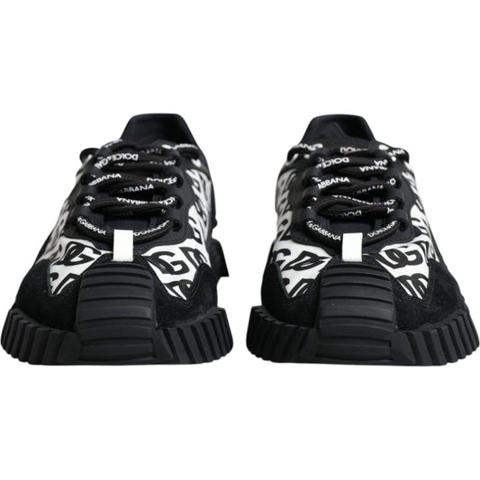 Dolce & Gabbana Black Logo Lace Up Low Top NS1 Sneakers Shoes