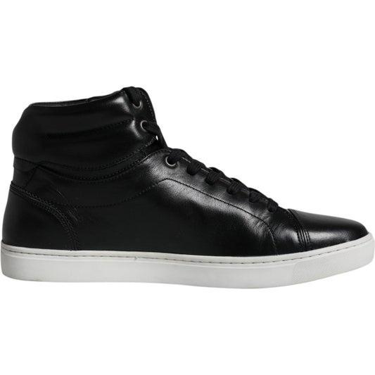 Dolce & Gabbana Black Leather High Top Men Sneakers Shoes