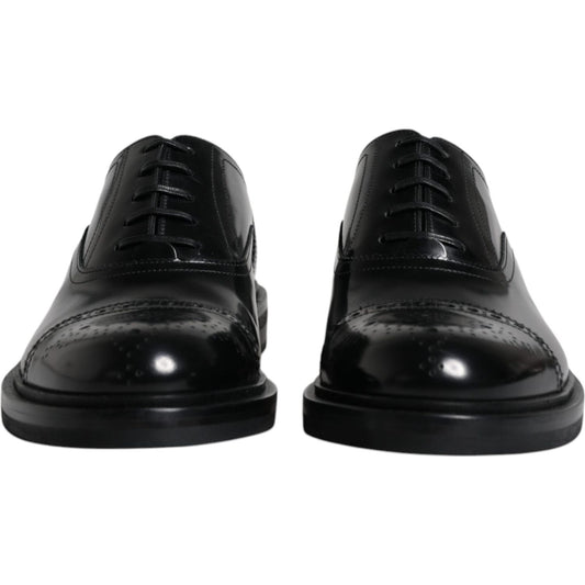 Dolce & Gabbana Black Leather Oxford Wingtip Men Formal Shoes