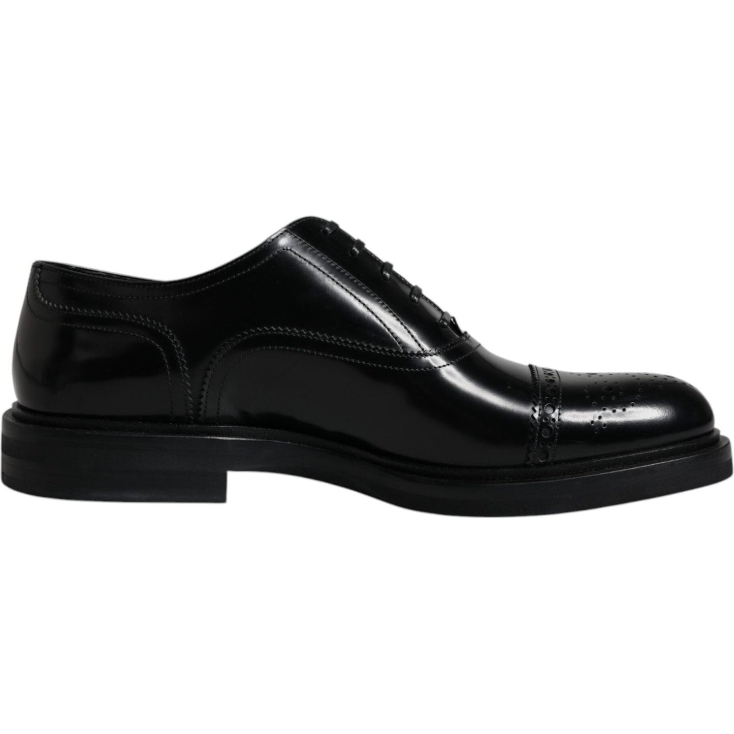 Dolce & Gabbana Black Leather Oxford Wingtip Men Formal Shoes Dolce & Gabbana