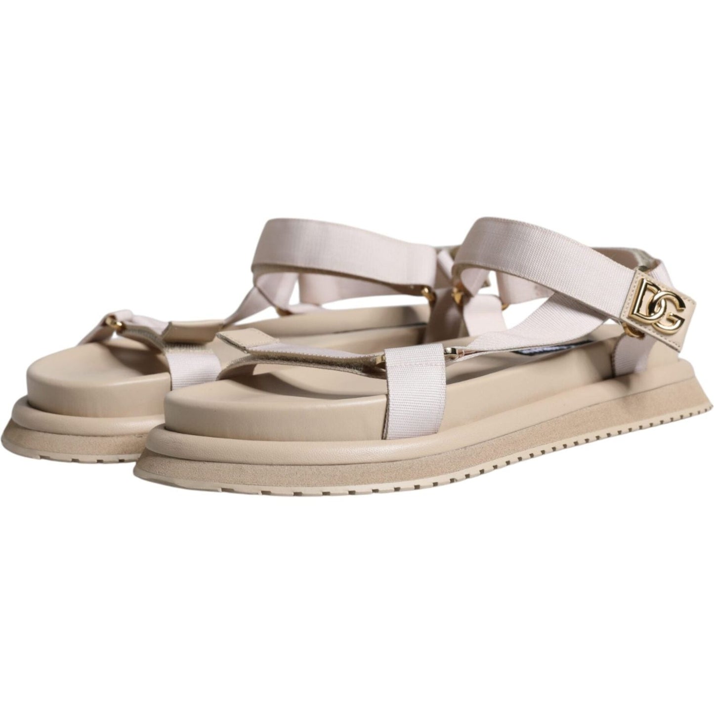 Dolce & Gabbana Beige Nappa Devotion Strap Men Sandals Shoes Dolce & Gabbana