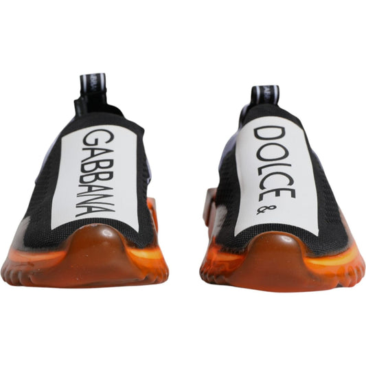 Dolce & Gabbana Black Orange Sorrento Slip On Sneakers Shoes