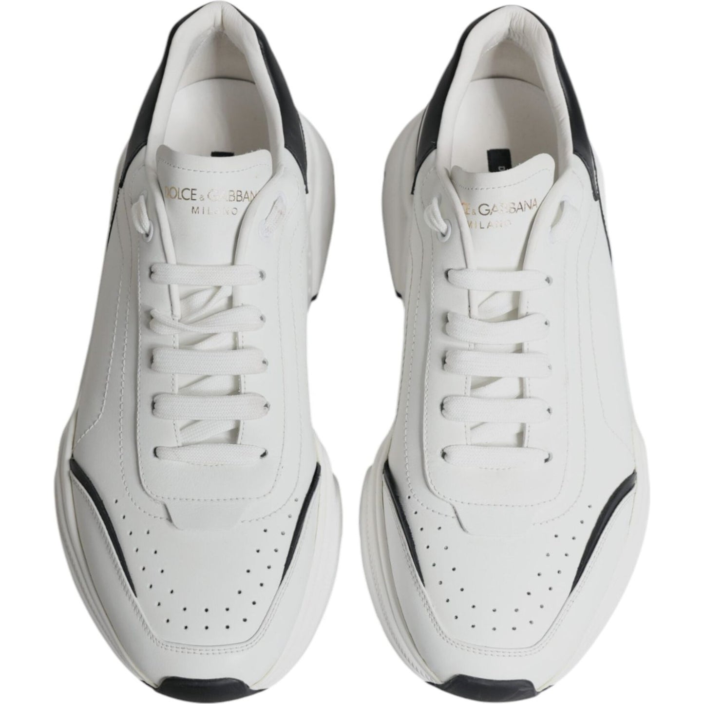 Dolce & Gabbana White Black DAYMASTER Leather Sneakers Shoes Dolce & Gabbana