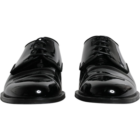 Dolce & Gabbana Black Leather Lace Up Men Derby Formal Shoes