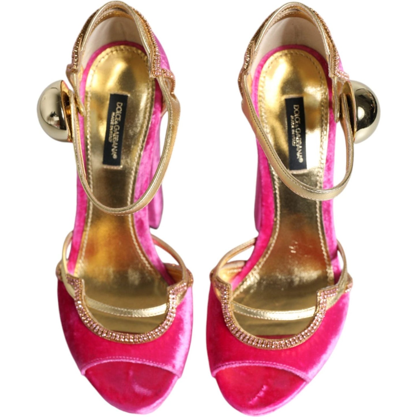 Dolce & Gabbana Pink Velvet Platform Ankle Strap Heel Sandals Shoes Dolce & Gabbana