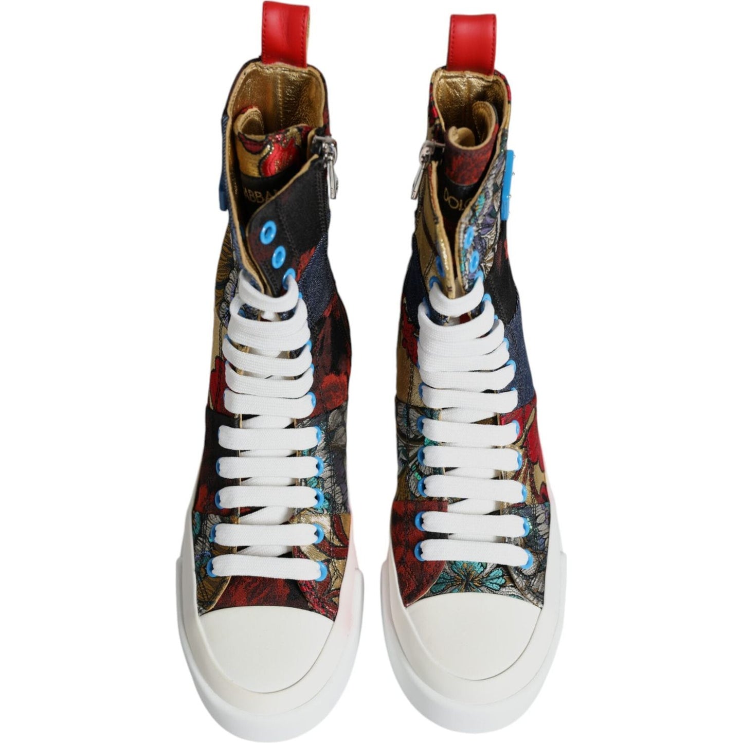 Dolce & Gabbana Multicolor Patchwork High Top Sneakers Shoes Dolce & Gabbana