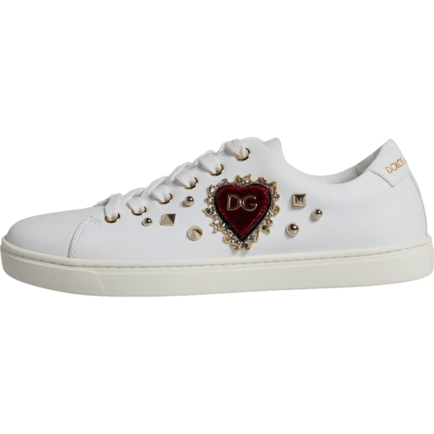 Dolce & Gabbana White Portofino Sacred Heart Sneakers Shoes Dolce & Gabbana