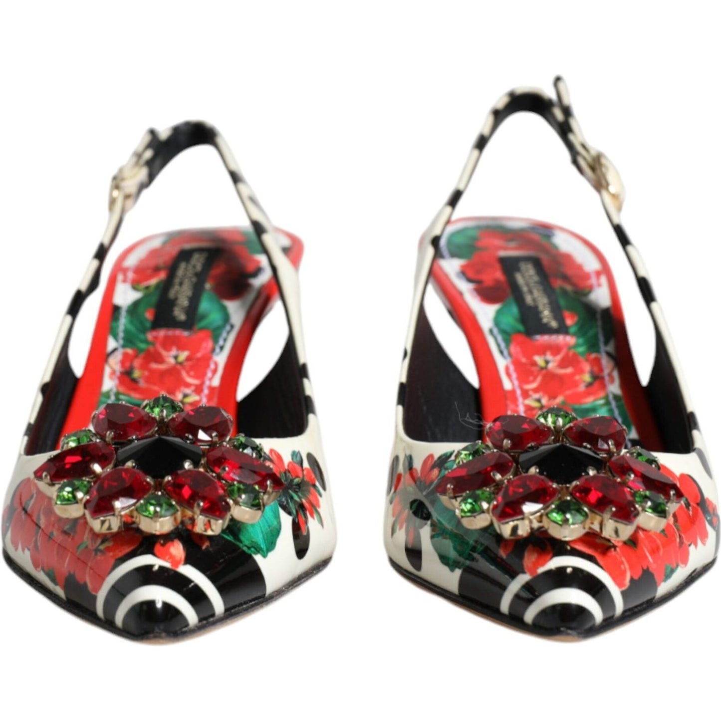 Dolce & Gabbana Multicolor Leather Crystal Heels Slingback Shoes Dolce & Gabbana