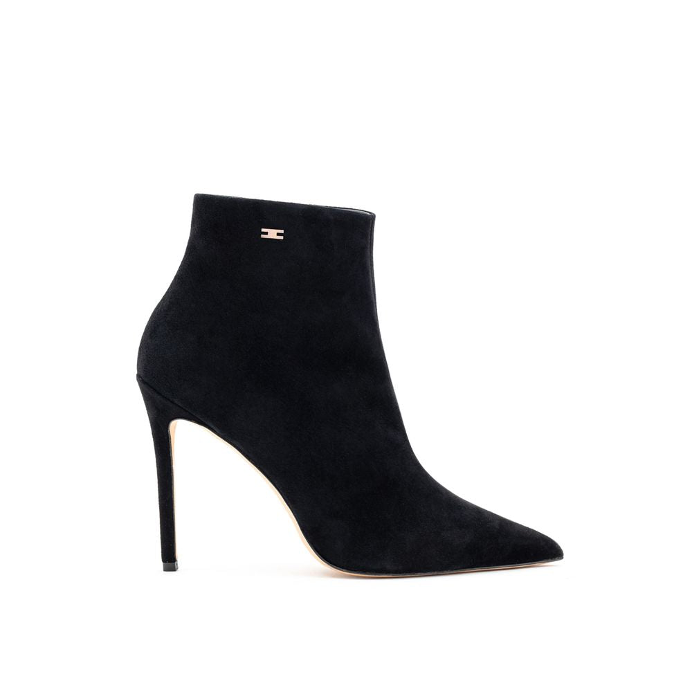 Elisabetta Franchi Black Leather Scamociata Boot Elisabetta Franchi