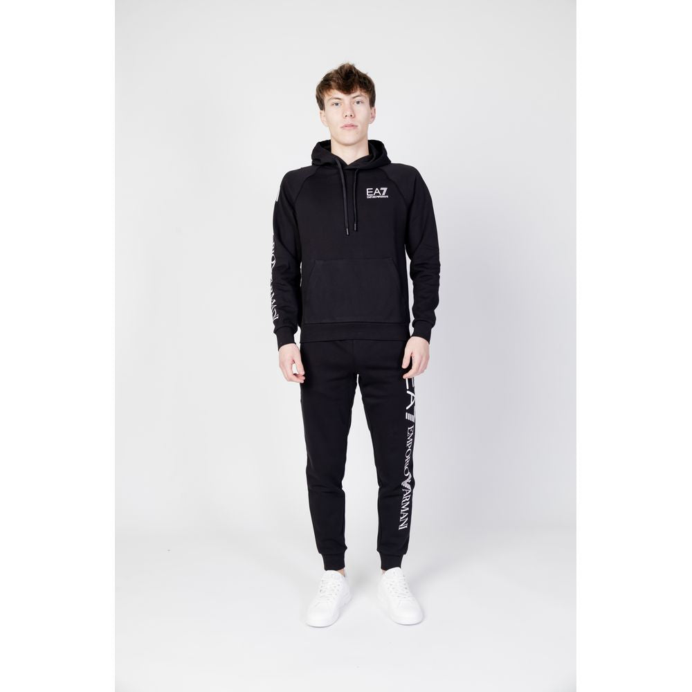 EA7 Emporio Armani Black Cotton Sweater EA7 Emporio Armani