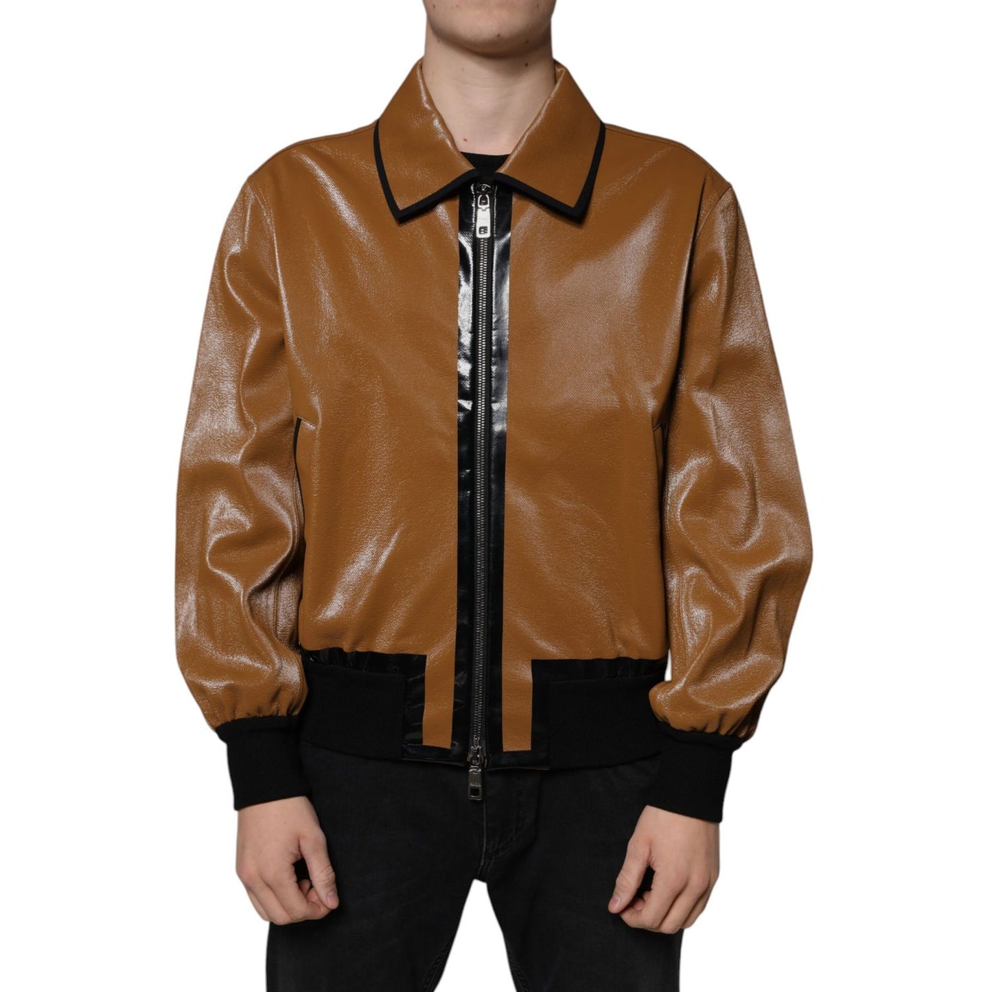 Dolce & Gabbana Brown Leather Full Zip Men Bomber Jacket 1728,67345645728,Biker Jackets - Jackets & Coats - Clothing,Brown,Clothing,Dolce & Gabbana,IT44 | XS,IT46 | S,IT48 | M,IT50 | L,IT52 | XL,Jackets & Coats - Clothing,Jackets - Men - Clothing,Material