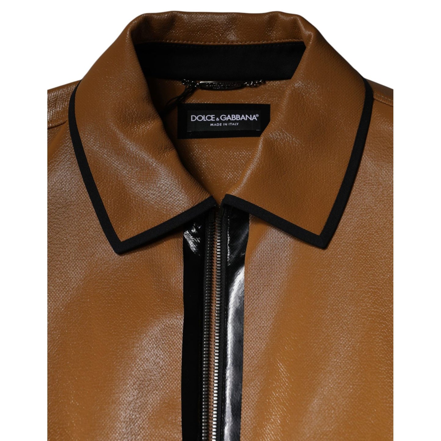 Dolce & Gabbana Brown Leather Full Zip Men Bomber Jacket 1728,67345645728,Biker Jackets - Jackets & Coats - Clothing,Brown,Clothing,Dolce & Gabbana,IT44 | XS,IT46 | S,IT48 | M,IT50 | L,IT52 | XL,Jackets & Coats - Clothing,Jackets - Men - Clothing,Material