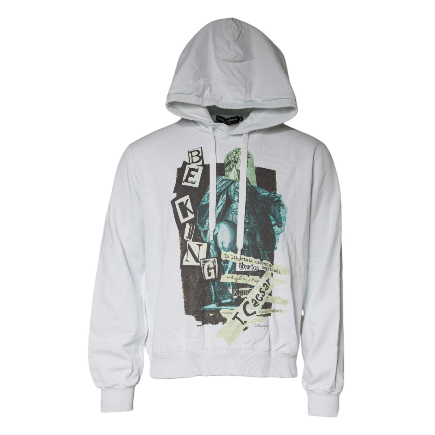 Dolce & Gabbana White Caesar Cotton Hooded Pullover Sweater 1728,67345645728,Clothing,Dolce & Gabbana,Hoodies - Sweaters - Clothing,IT58 | XXL,Material: 100% Cotton,Men,Preowned / Defect,Sweaters - Clothing,Sweaters - Men - Clothing,White