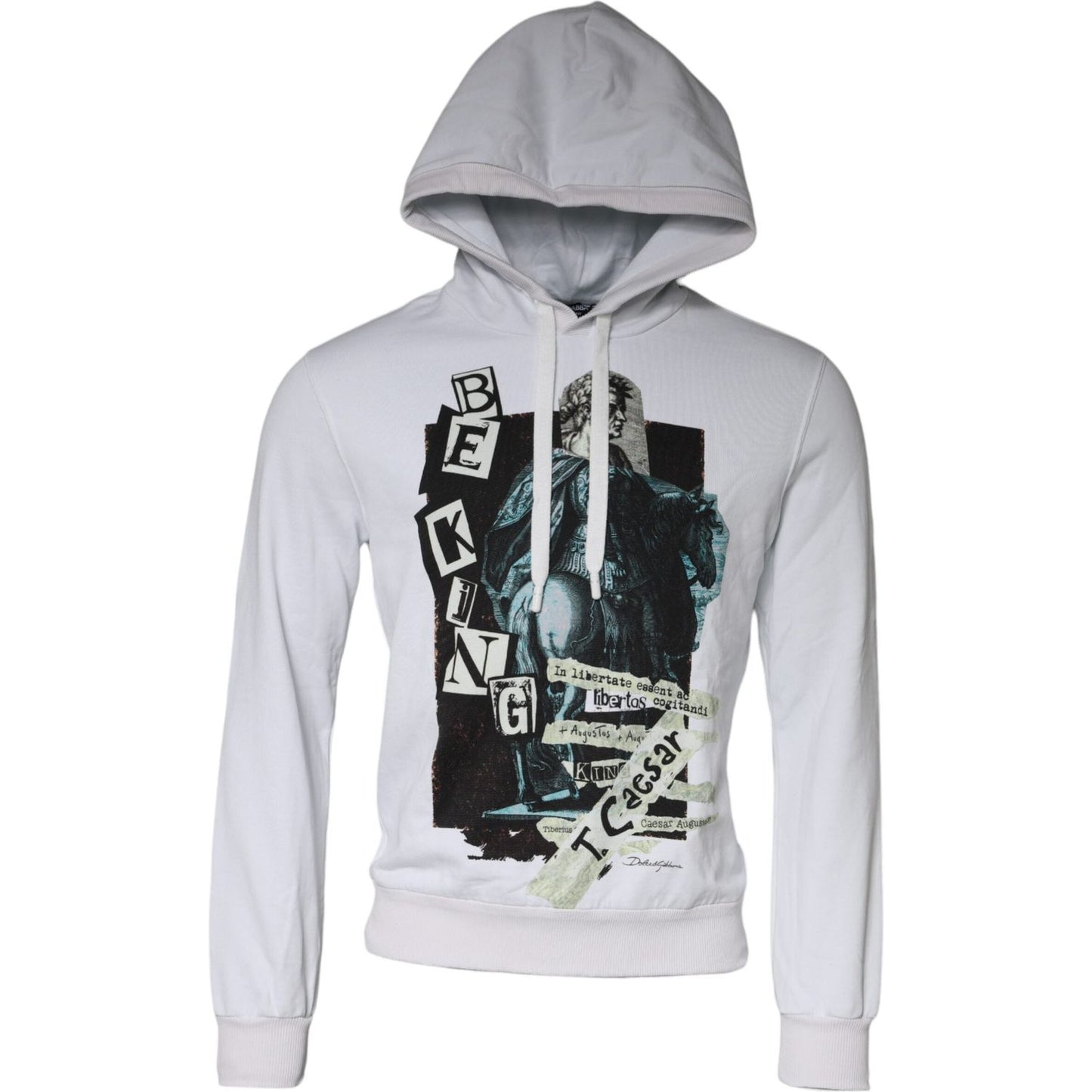 Dolce & Gabbana White Caesar Cotton Hooded Pullover Sweater 1728,67345645728,Clothing,Dolce & Gabbana,Hoodies - Sweaters - Clothing,IT48 | M,Material: 100% Cotton,Men,Men - Clothing,Preowned / Defect,Sweaters - Clothing,Sweaters - Men - Clothing,White