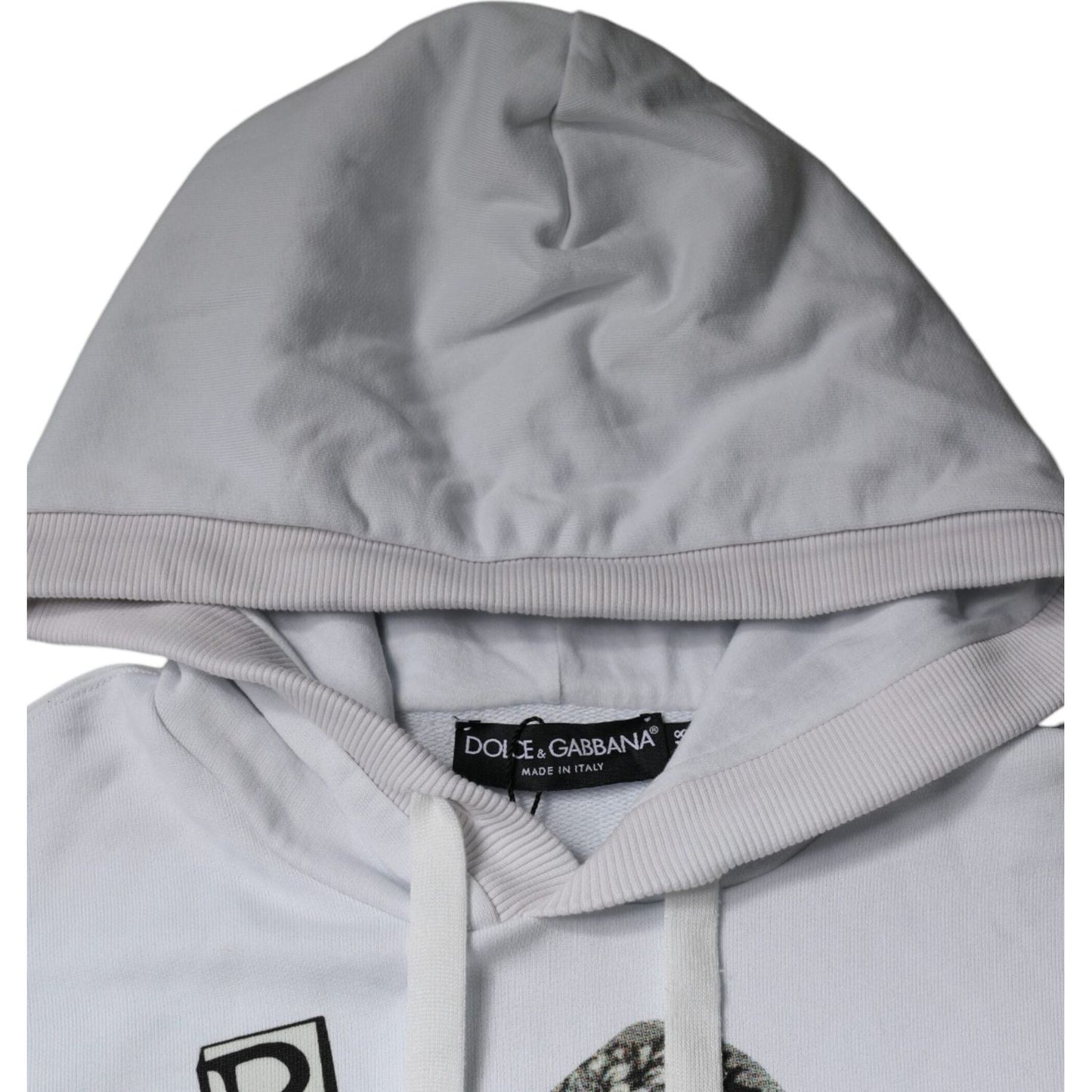 Dolce & Gabbana White Caesar Cotton Hooded Pullover Sweater 1728,67345645728,Clothing,Dolce & Gabbana,Hoodies - Sweaters - Clothing,IT48 | M,Material: 100% Cotton,Men,Men - Clothing,Preowned / Defect,Sweaters - Clothing,Sweaters - Men - Clothing,White
