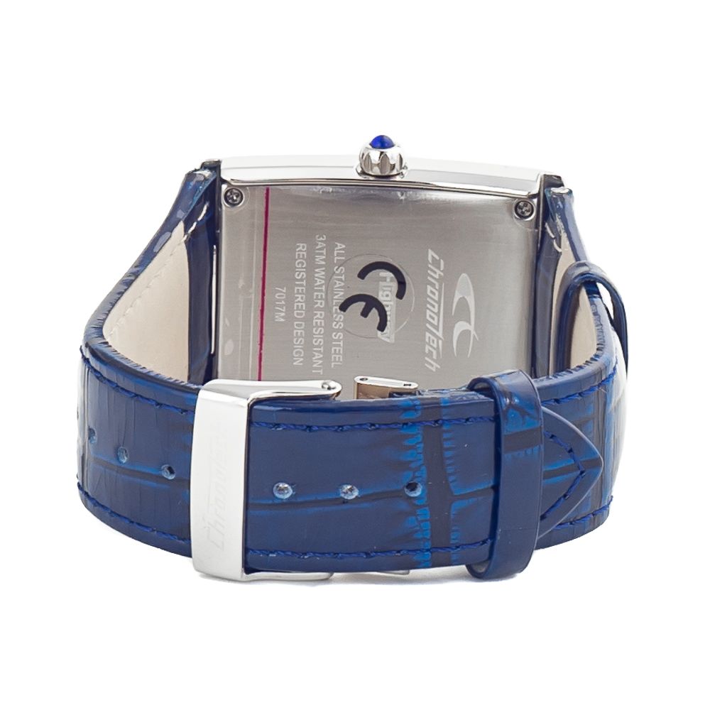 Chronotech Blue Leather Dress Watch