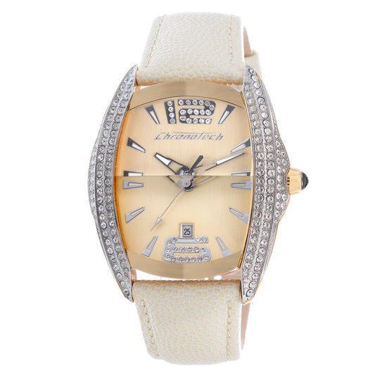 Chronotech Beige Leather Dress Watch 1728,67434610848,Accessories,Beige,Chronotech,Dress Watches - Watches - Accessories,New with tags,Watches - Accessories,Women