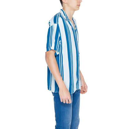 Jack Jones Blue Viscose Shortsleeve Shirt