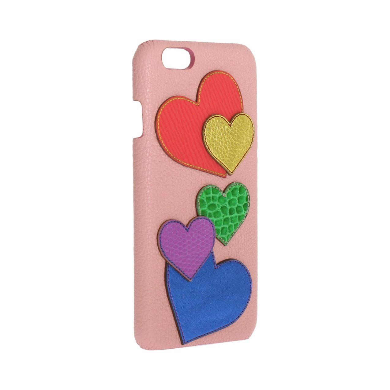 Dolce & Gabbana Chic Pink Leather Heart-Embellished Phone Cover Dolce & Gabbana