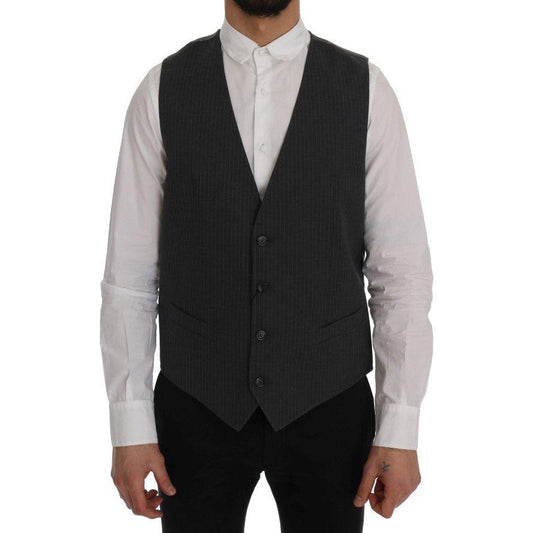 Dolce & Gabbana Gray STAFF Cotton Striped Vest Dolce & Gabbana