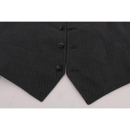 Dolce & Gabbana Gray STAFF Cotton Striped Vest 1728,20% Viscose,67345645728,Clothing,Dolce & Gabbana,Gray,IT50 | L,Material: 80% Cotton,Men,Men - Clothing,New with tags,Suits & Blazers - Clothing,Vests - Men - Clothing,Waistcoats - Suits & Blazers - Cloth
