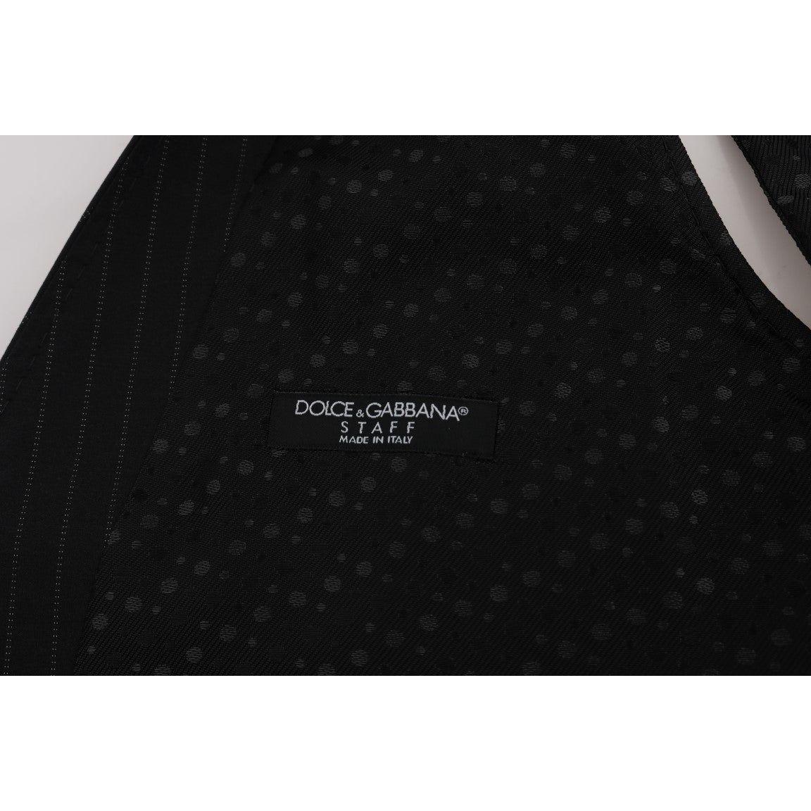 Dolce & Gabbana Gray STAFF Cotton Striped Vest 1728,20% Viscose,67345645728,Clothing,Dolce & Gabbana,Gray,IT52 | XL,Material: 80% Cotton,Men,Men - Clothing,New with tags,Suits & Blazers - Clothing,Vests - Men - Clothing,Waistcoats - Suits & Blazers - Clot
