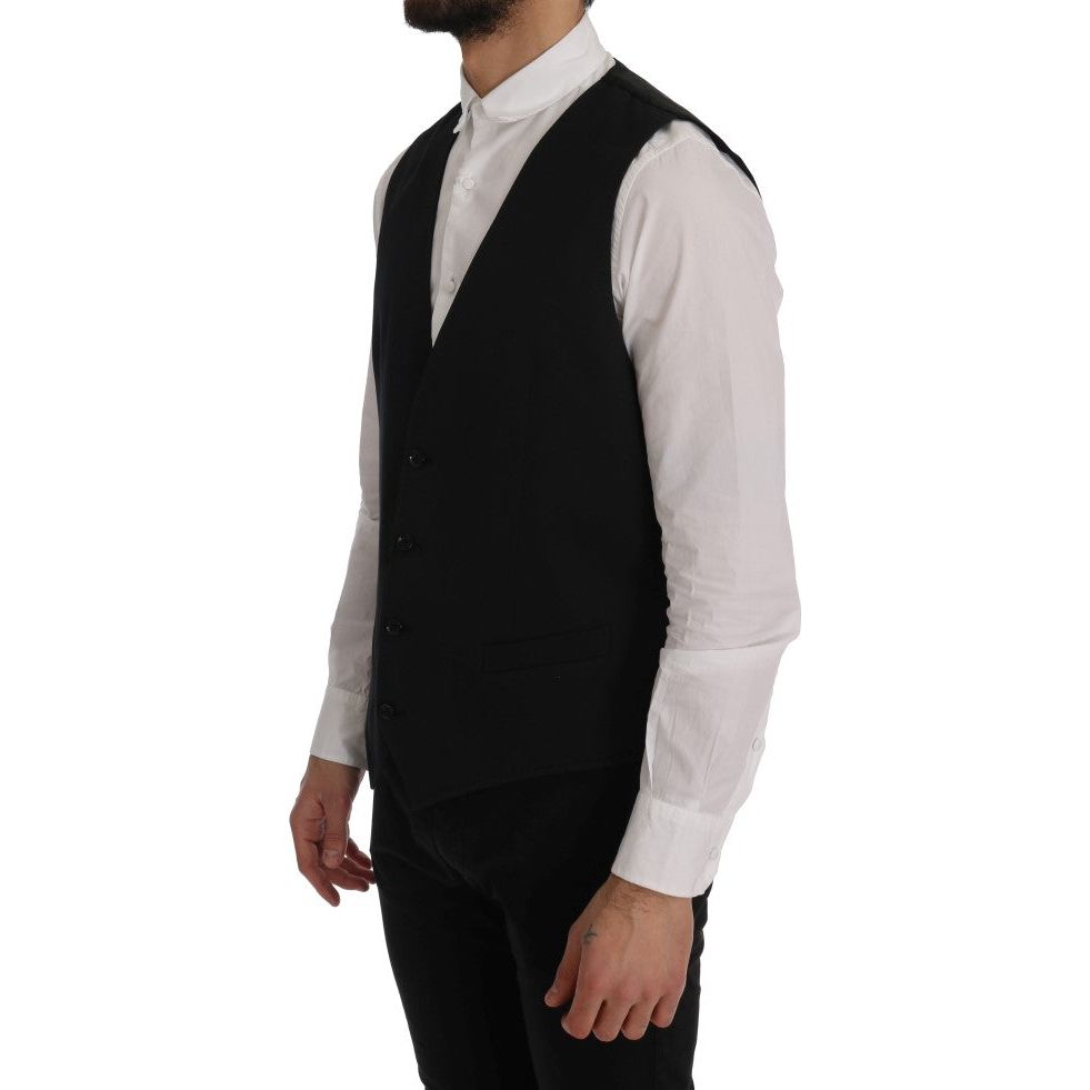 Dolce & Gabbana Sleek Black Single-Breasted Waistcoat Dolce & Gabbana