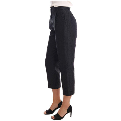 Dolce & Gabbana Black Floral Brocade Capri Pants 11% Silk,1728,22% Acetate,22% Polyester,67345645728,Black,Clothing,Cropped Pants - Pants - Clothing,Dolce & Gabbana,IT42|M,Jeans & Pants - Women - Clothing,Material: 45% Viscose,New with tags,Pants - Clothi