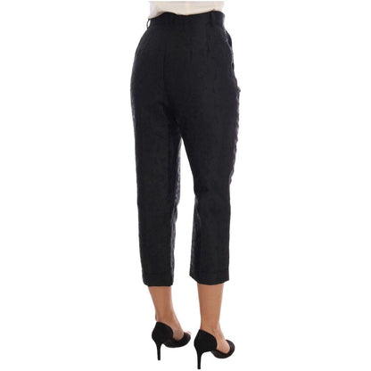 Dolce & Gabbana Black Floral Brocade Capri Pants 11% Silk,1728,22% Acetate,22% Polyester,67345645728,Black,Clothing,Cropped Pants - Pants - Clothing,Dolce & Gabbana,IT42|M,Jeans & Pants - Women - Clothing,Material: 45% Viscose,New with tags,Pants - Clothi